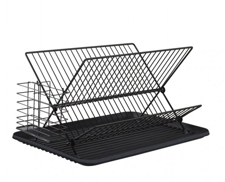 X Shape Foldable Dish Drying Rack With Drip Tray, Stainless Steel 2 ...